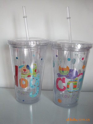 供應(yīng)雙層塑料杯 450ML插紙吸管杯的專(zhuān)業(yè)選擇